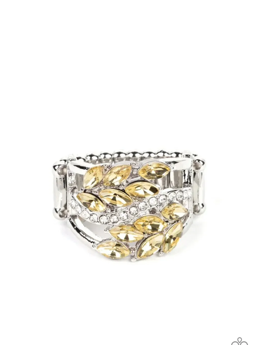 Paparazzi Jewelry Accessories - Luminously Leafy - Yellow Ring - Vintage